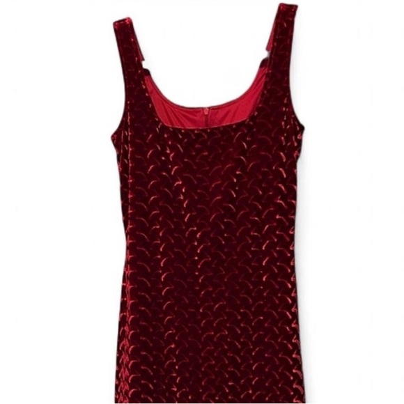 Vintage 80s/90s Algo Red Velvet Dress - Picture 3 of 16